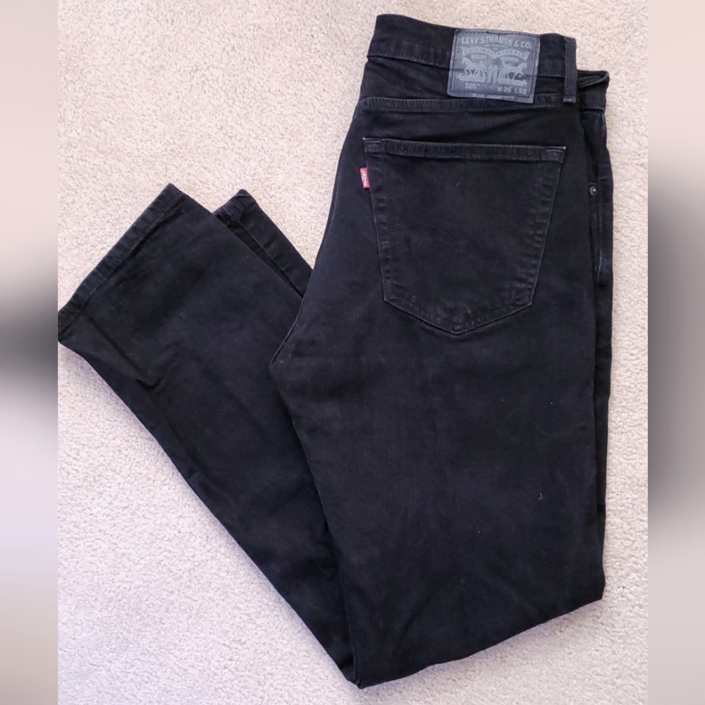 Levi's 505 regular fit straight 36x32 mens black jeans